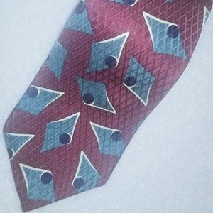 Oscar de la Renta Green/Burgundy Pattern Men's Tie
